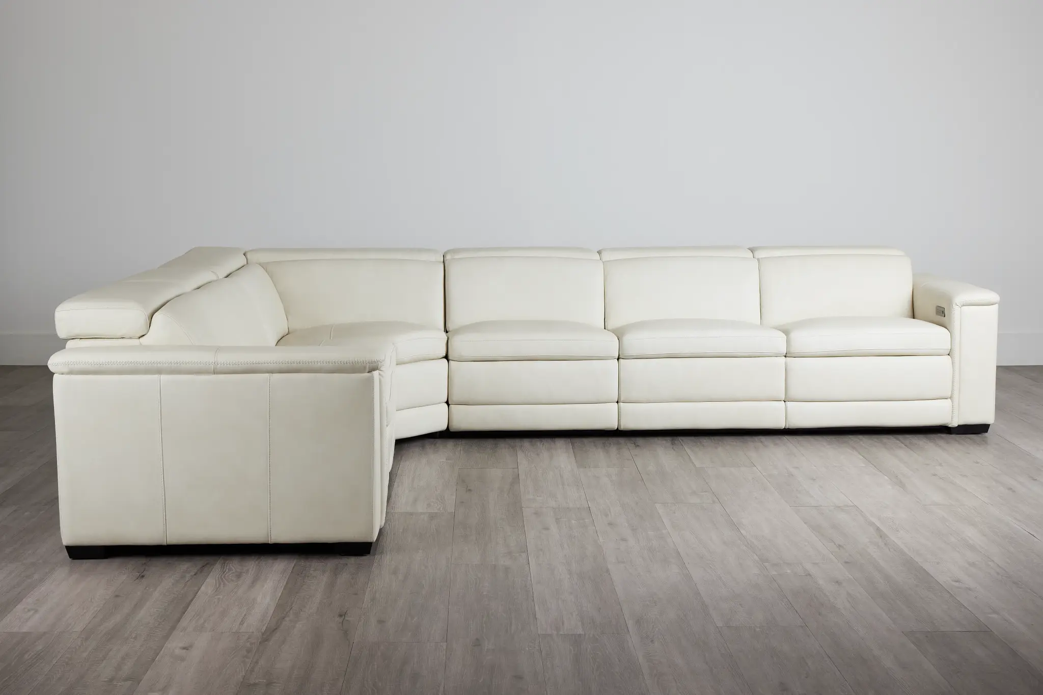 Ainsley White Leather Large Dual Power Reclining Two-arm Sectional Ainsley White Leather Large Dual Power Reclining Two-arm Sectional