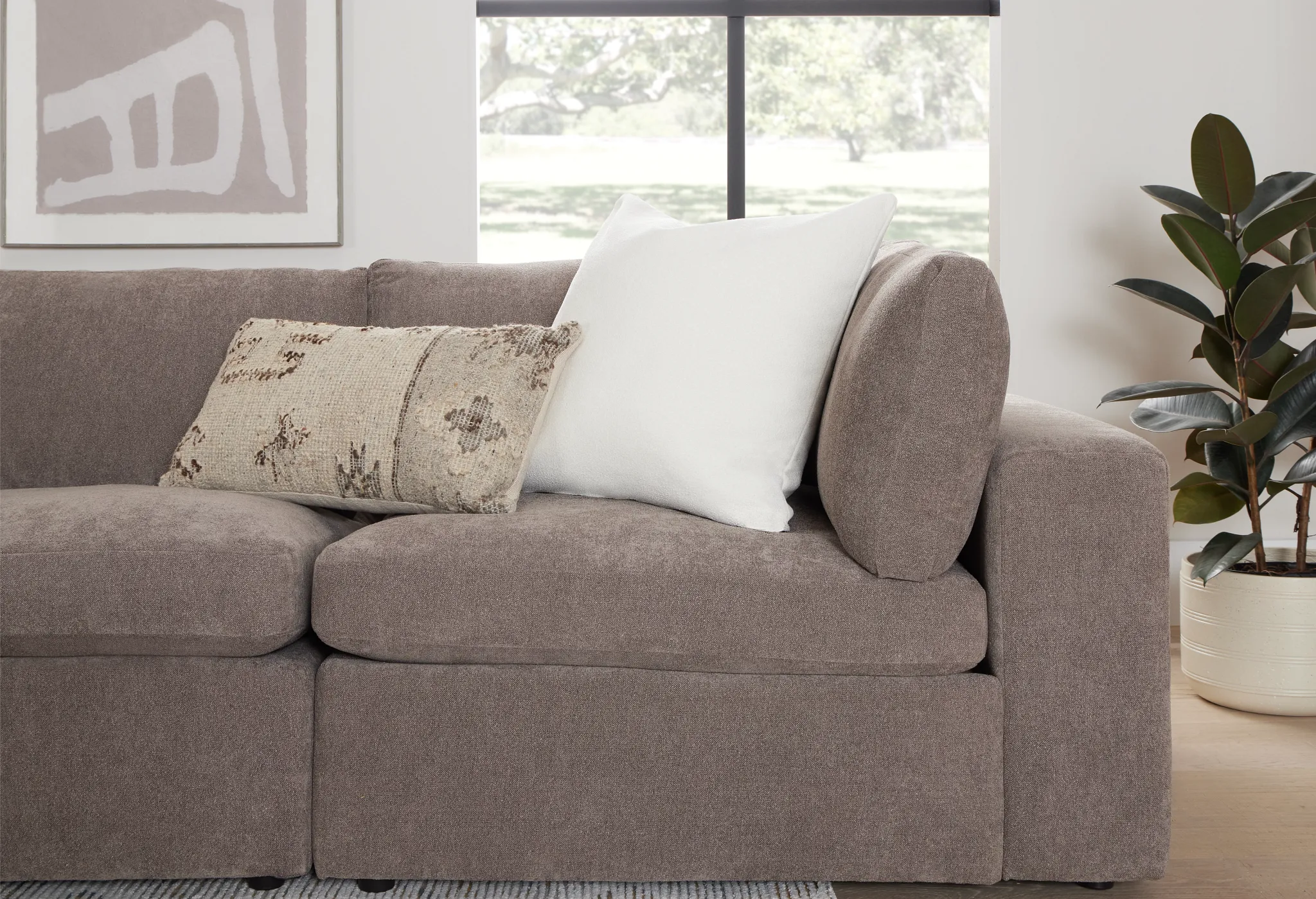 Destin Elite Brown Fabric 4-piece Modular Sectional