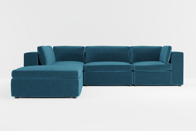 Destin Joya Teal Velvet 5pc Bumper Sectional