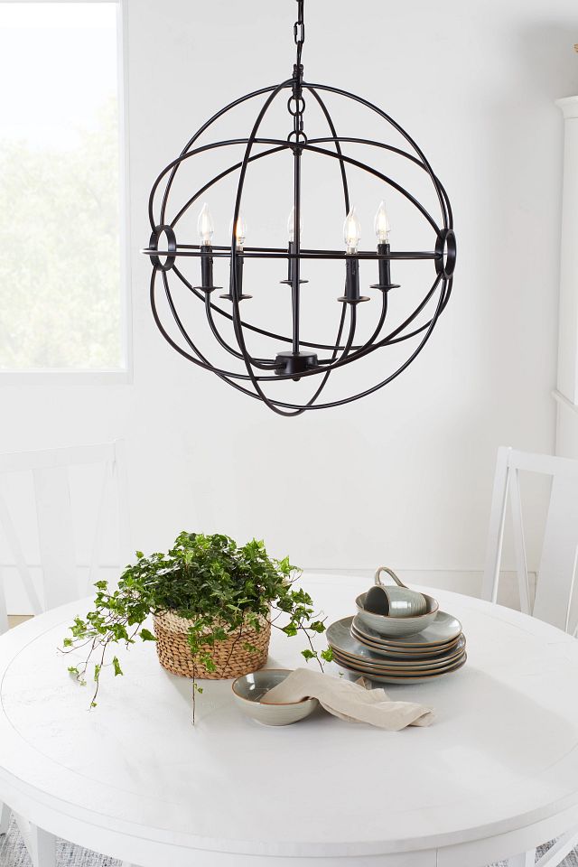 Heron Cove White Round Table & 4 Wood Chairs