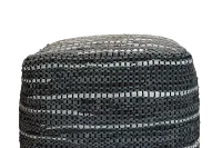 Darra Black Leather Accent Pouf