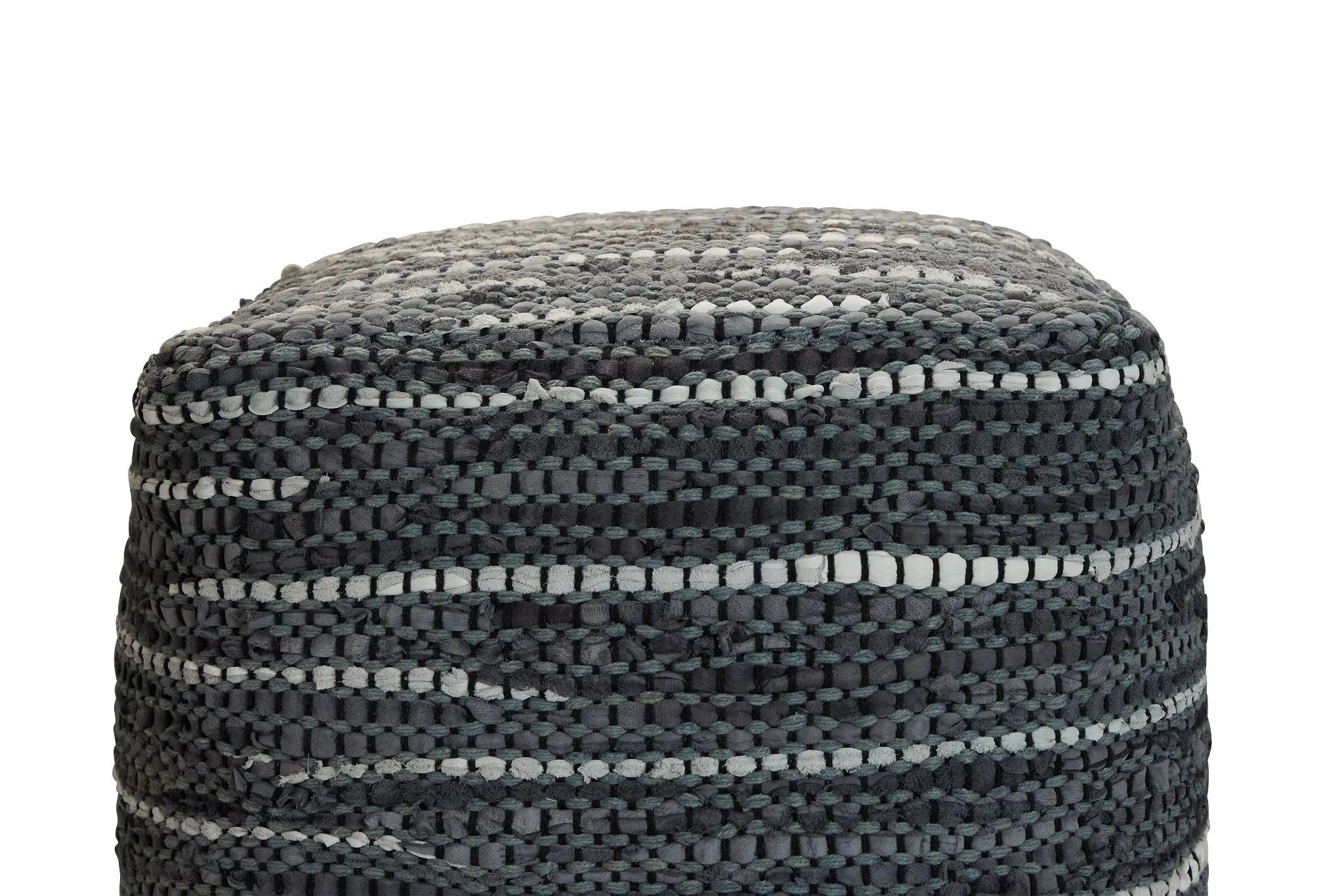 Darra Black Leather Accent Pouf Darra Black Leather Accent Pouf