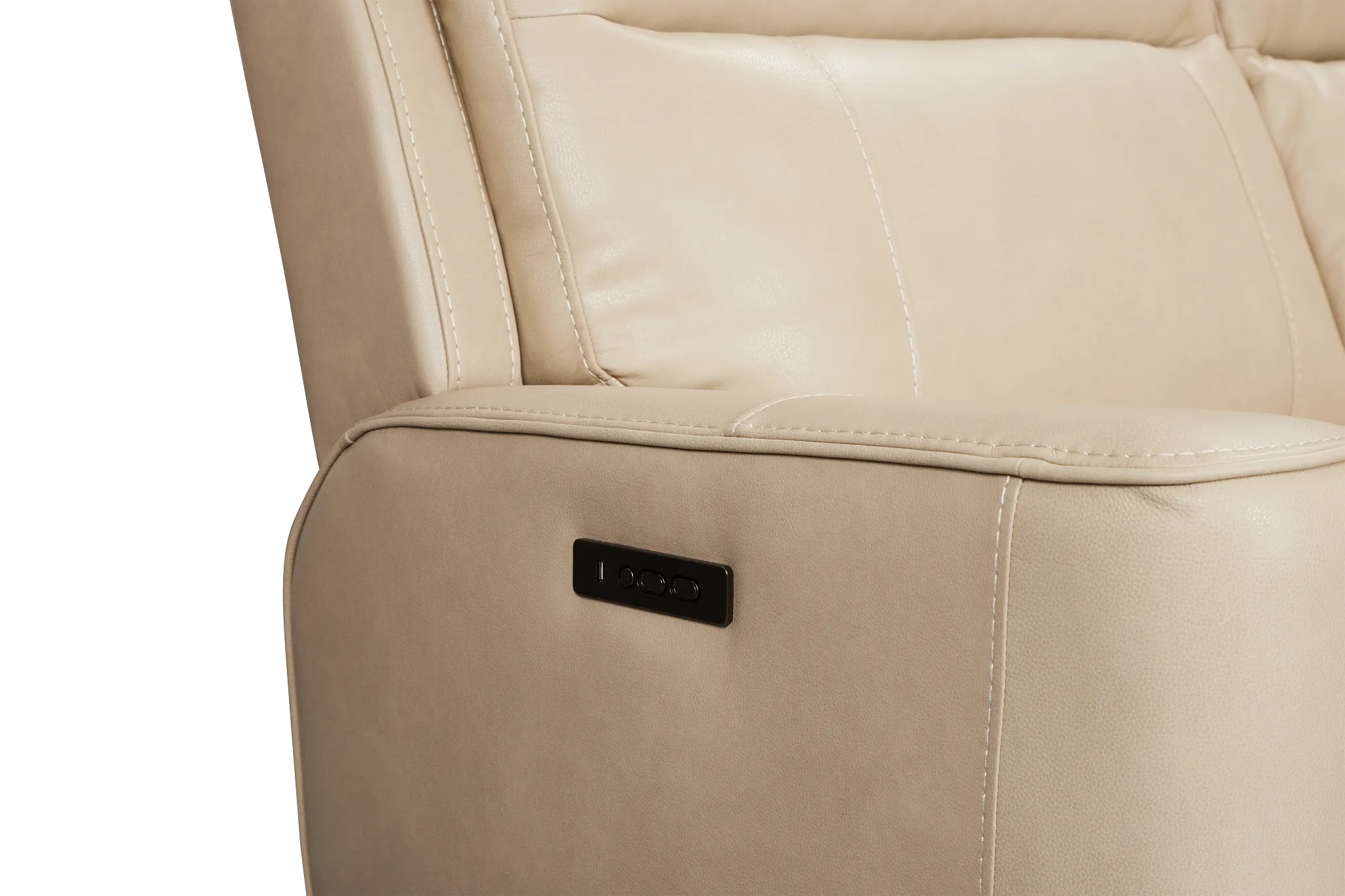 Benji Light Beige Lthr/vinyl Large Triple Power Reclining Two-arm Sectional