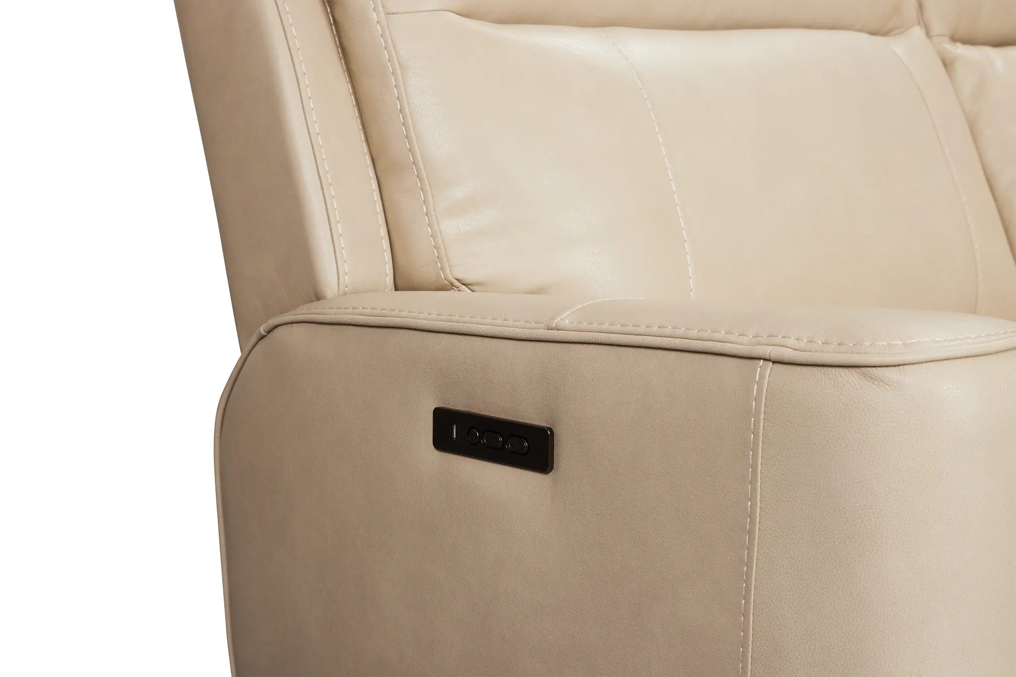 Benji Light Beige Lthr/vinyl Large Triple Power Reclining Two-arm Sectional Benji Light Beige Lthr/vinyl Large Triple Power Reclining Two-arm Sectional