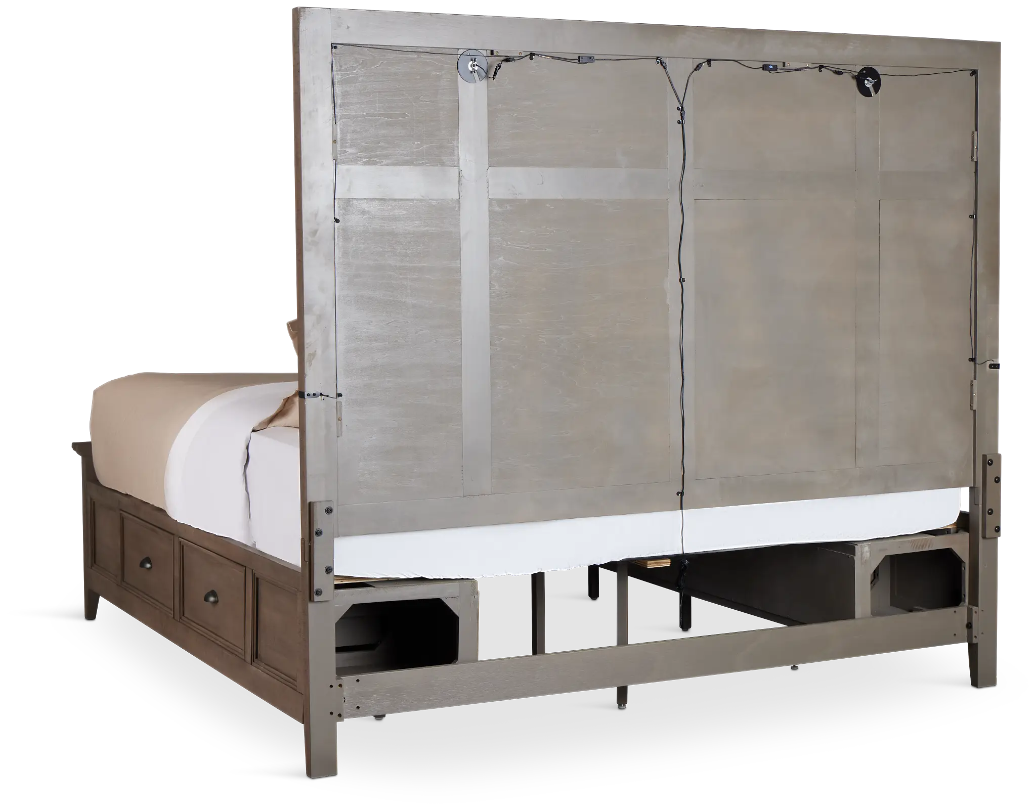 Heron Cove Light Tone Storage Panel Bed With Lights Heron Cove Light Tone Storage Panel Bed With Lights