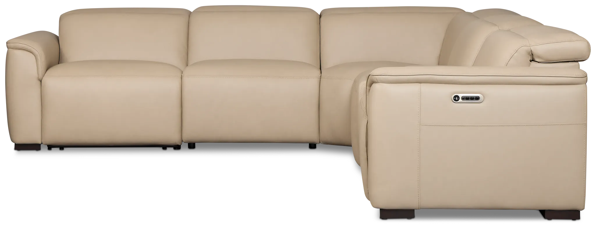 Flexsteel Brodie Taupe Lthr/vinyl Medium Triple Power 2-arm Sectional