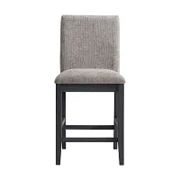 Gareth Dark Gray Round High Table & 4 Upholstered Barstools