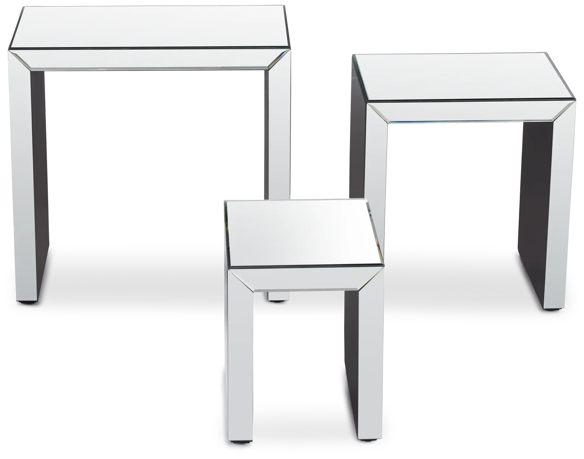 Alexia Silver Mirrored Nesting End Table Alexia Silver Mirrored Nesting End Table