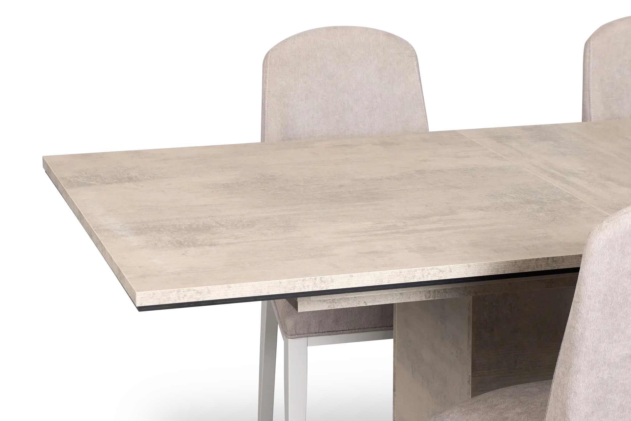 Pomona Gray Rectangular Table & 4 Upholstered Chairs
