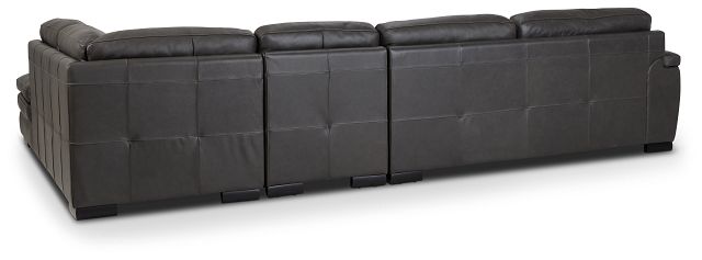 Braden Dark Gray Leather Medium Right Bumper Sectional