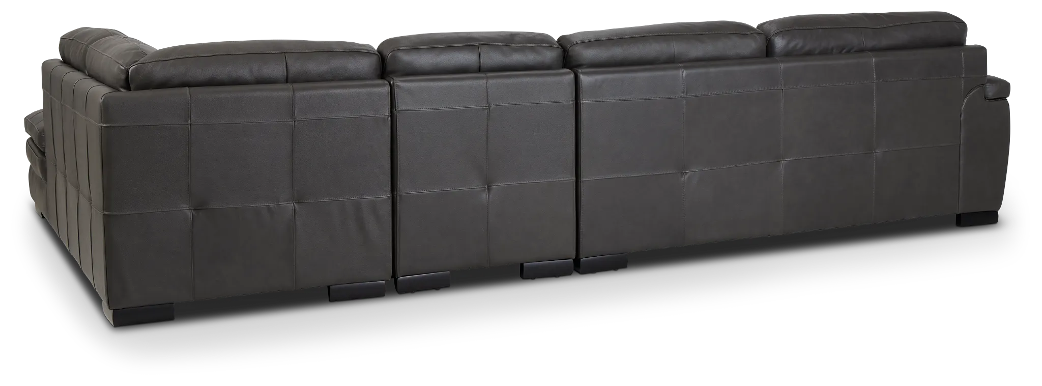 Braden Dark Gray Leather Medium Right Bumper Sectional