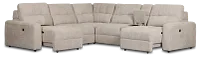 Hendrix Light Taupe Fabric Medium Dual Power 2 Arm Extension Chaise Sectional