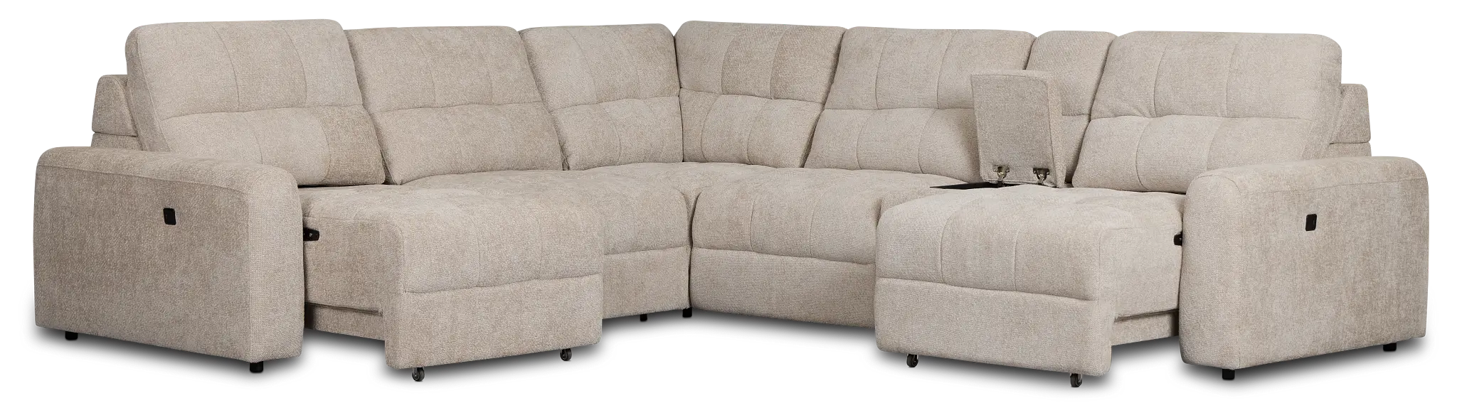 Hendrix Light Taupe Fabric Medium Dual Power 2 Arm Extension Chaise Sectional Hendrix Light Taupe Fabric Medium Dual Power 2 Arm Extension Chaise Sectional