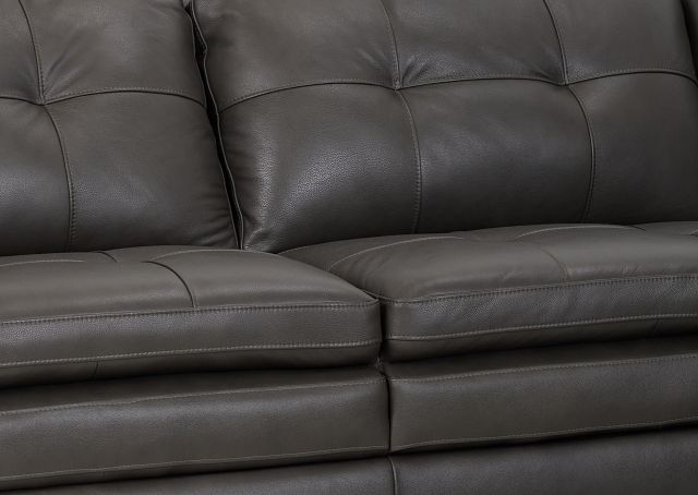 Braden Dark Gray Leather Medium Right Chaise Sectional