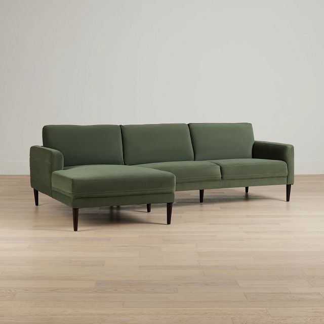 Nala Green Velvet Left Chaise Sectional