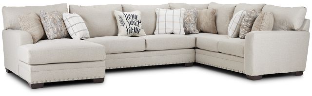 Sadie Light Gray Fabric Large Left Chaise Sectional