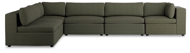 Destin Sutton Green Fabric 6-piece Modular Sectional