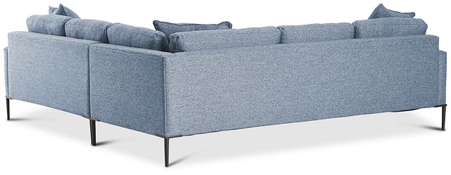 Morgan Blue Fabric Small Left 2-arm Sectional W/ Metal Legs