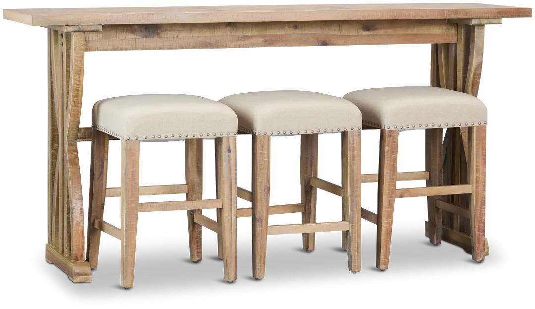 Joplin Light Tone High Table With 3 Backless Barstools