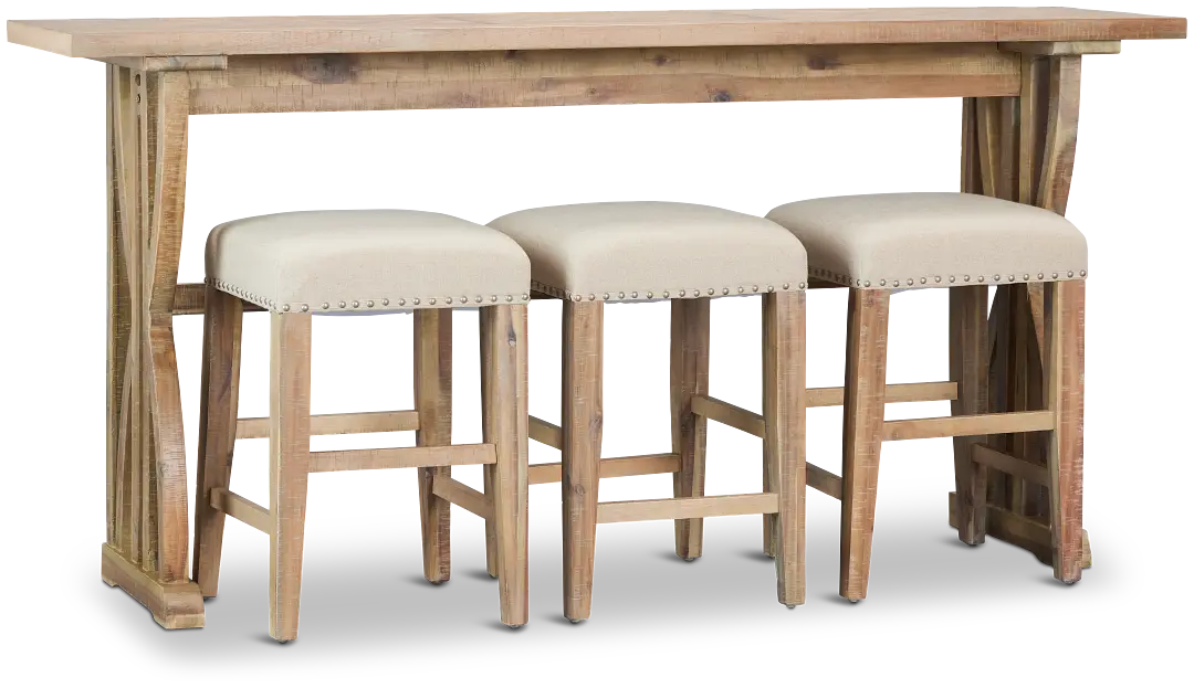 Joplin Light Tone High Table With 3 Backless Barstools Joplin Light Tone High Table With 3 Backless Barstools