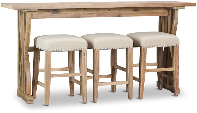 Joplin Light Tone High Table With 3 Backless Barstools