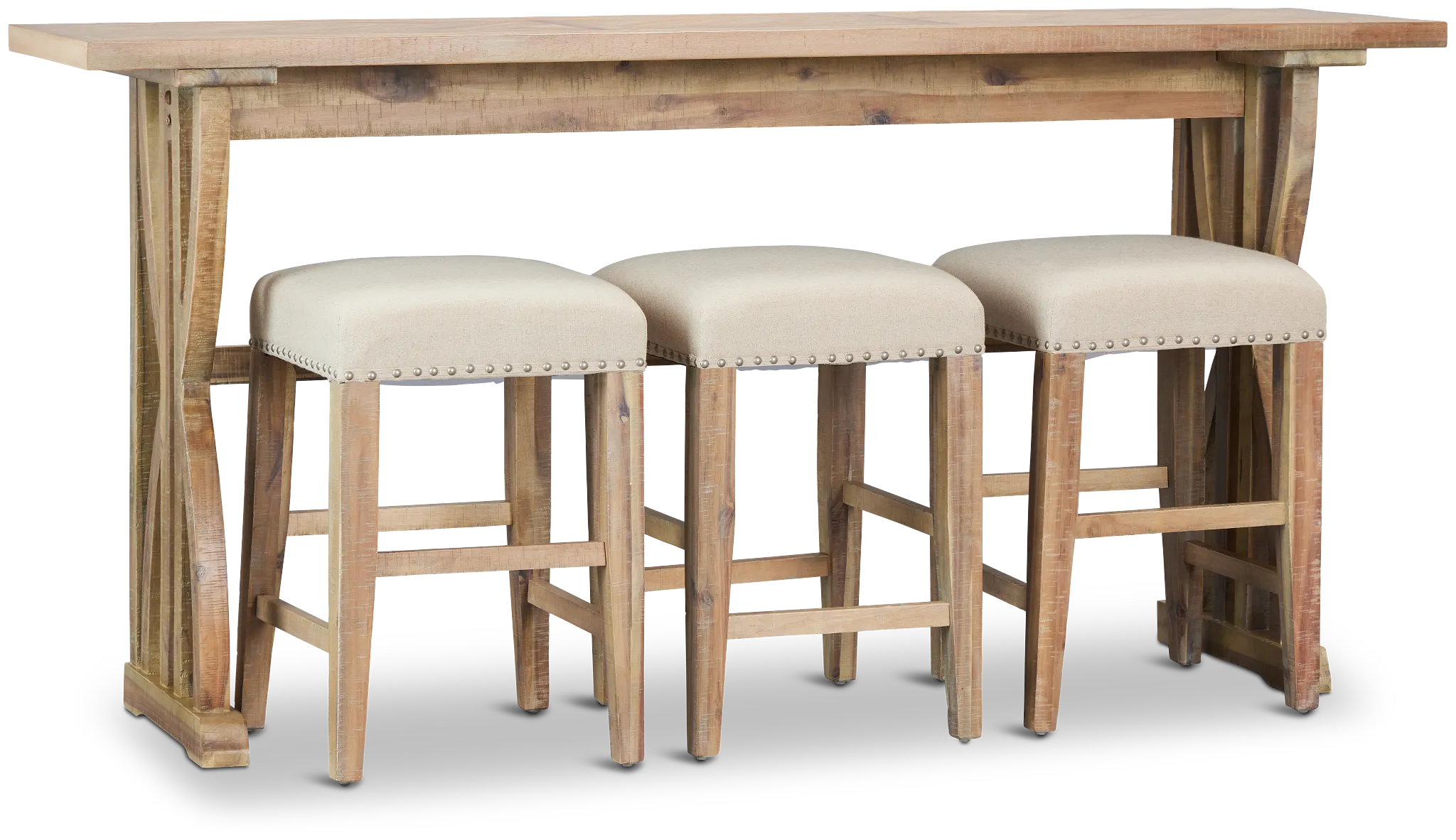 Joplin Light Tone High Table With 3 Backless Barstools