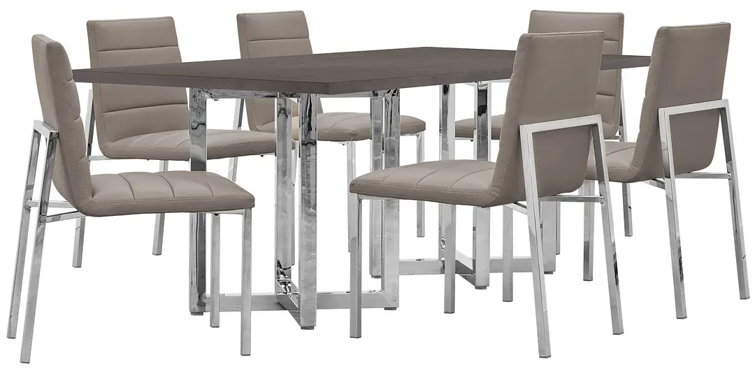 Amalfi Taupe Wood Rectangular Table & 4 Upholstered Chairs Amalfi Taupe Wood Rectangular Table & 4 Upholstered Chairs