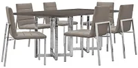 Amalfi Taupe Wood Rectangular Table & 4 Upholstered Chairs