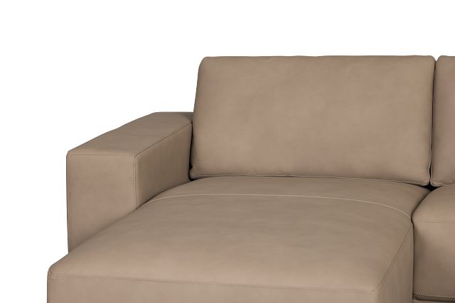 Kellan Taupe Leather Small Left Chaise Sectional