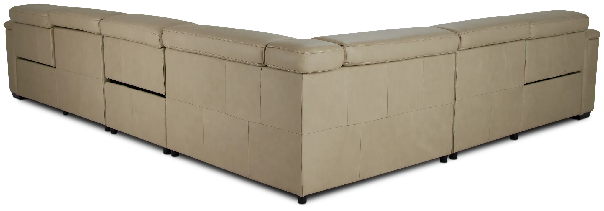 Ainsley Beige Leather Large Dual Power Reclining Two-arm Sectional