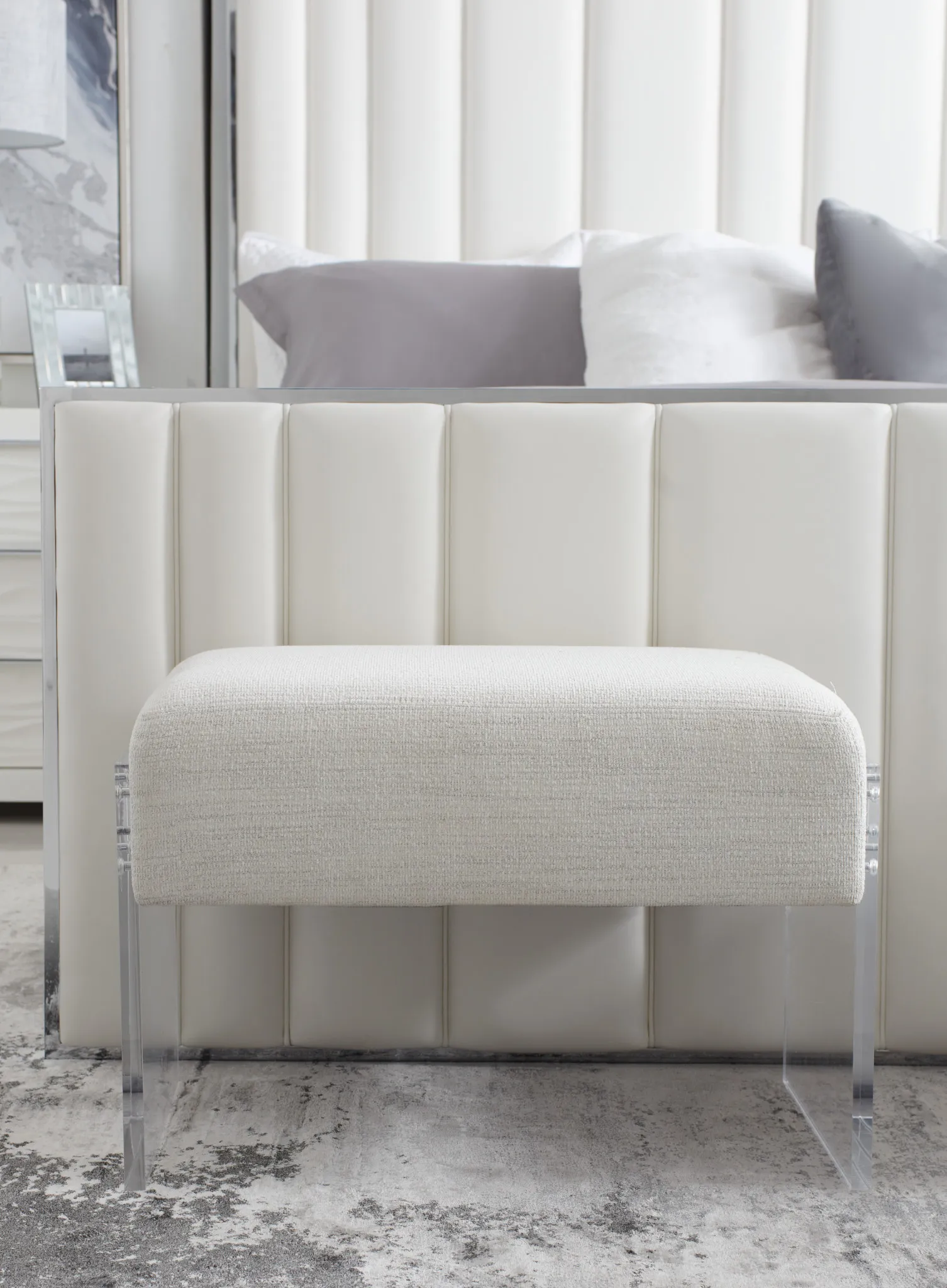 Ocean Drive White Acrylic Bench