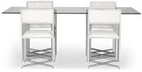Amalfi White Glass Rectangular Table & 4 Metal Chairs