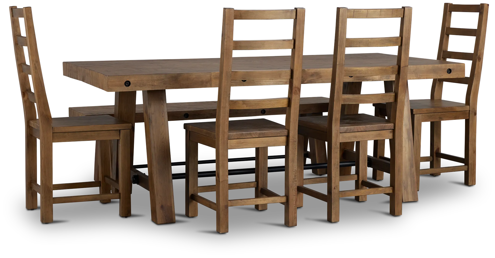 Maxton Mid Tone Rectangular Table With 4 Side Chairs & Bench