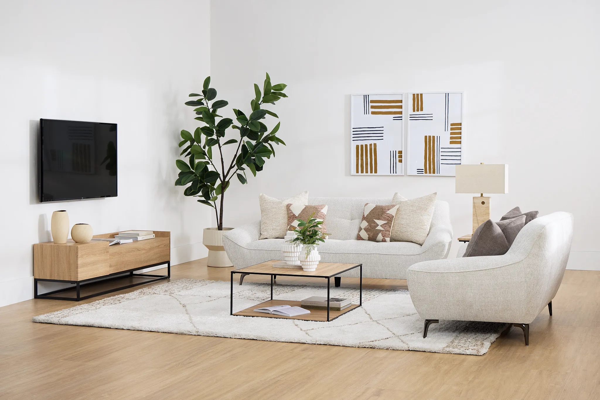 Zoey Light Beige Fabric Sofa