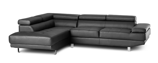 Zane Black Micro Left Chaise Sectional