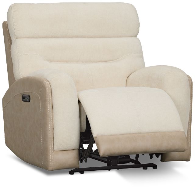 Travis Light Beige Fabric Power Recliner