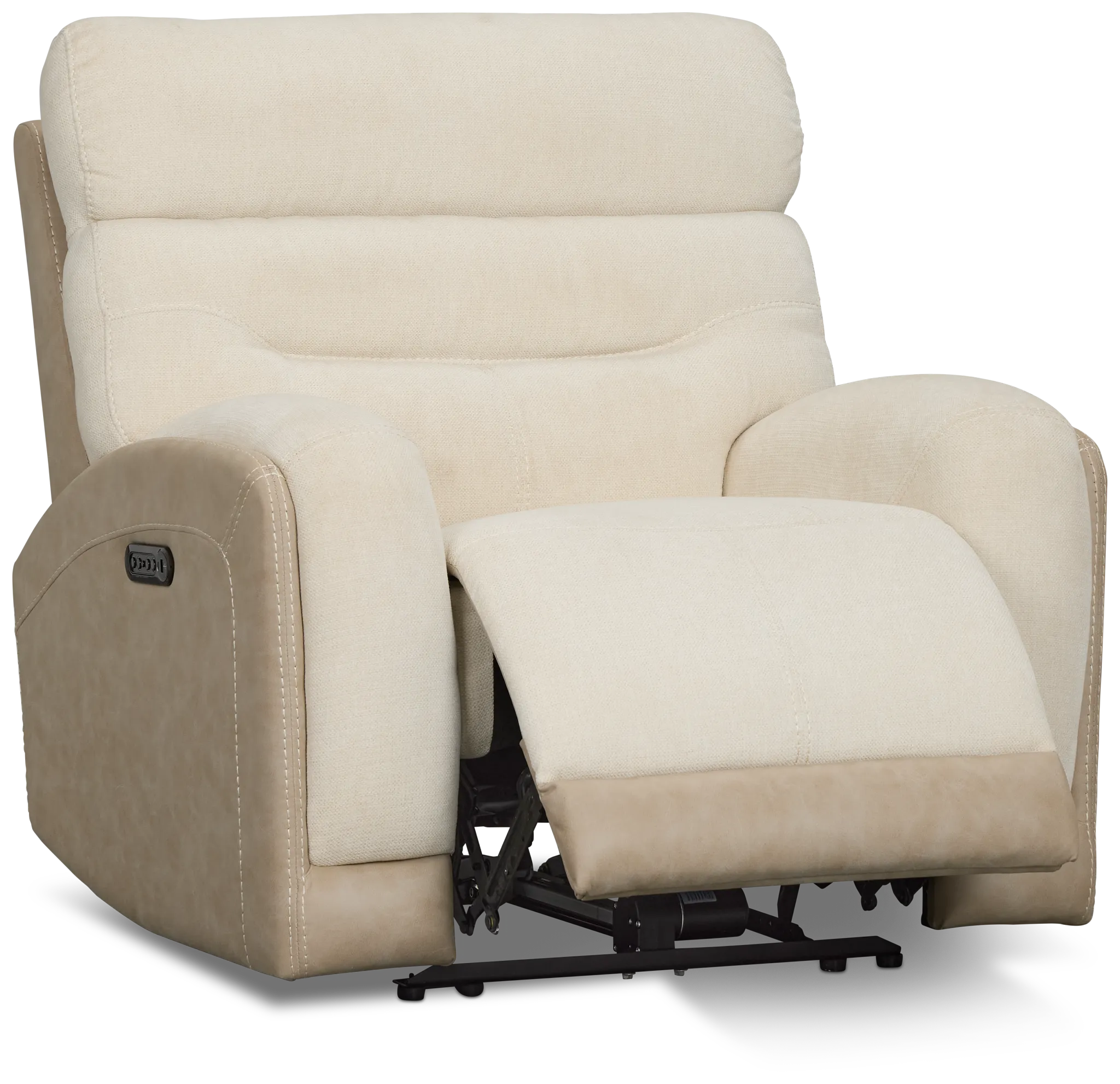 Travis Light Beige Fabric Power Recliner