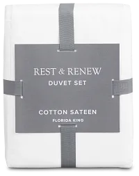 Rest & Renew Cotton Sateen White 300 Thread Duvet Set