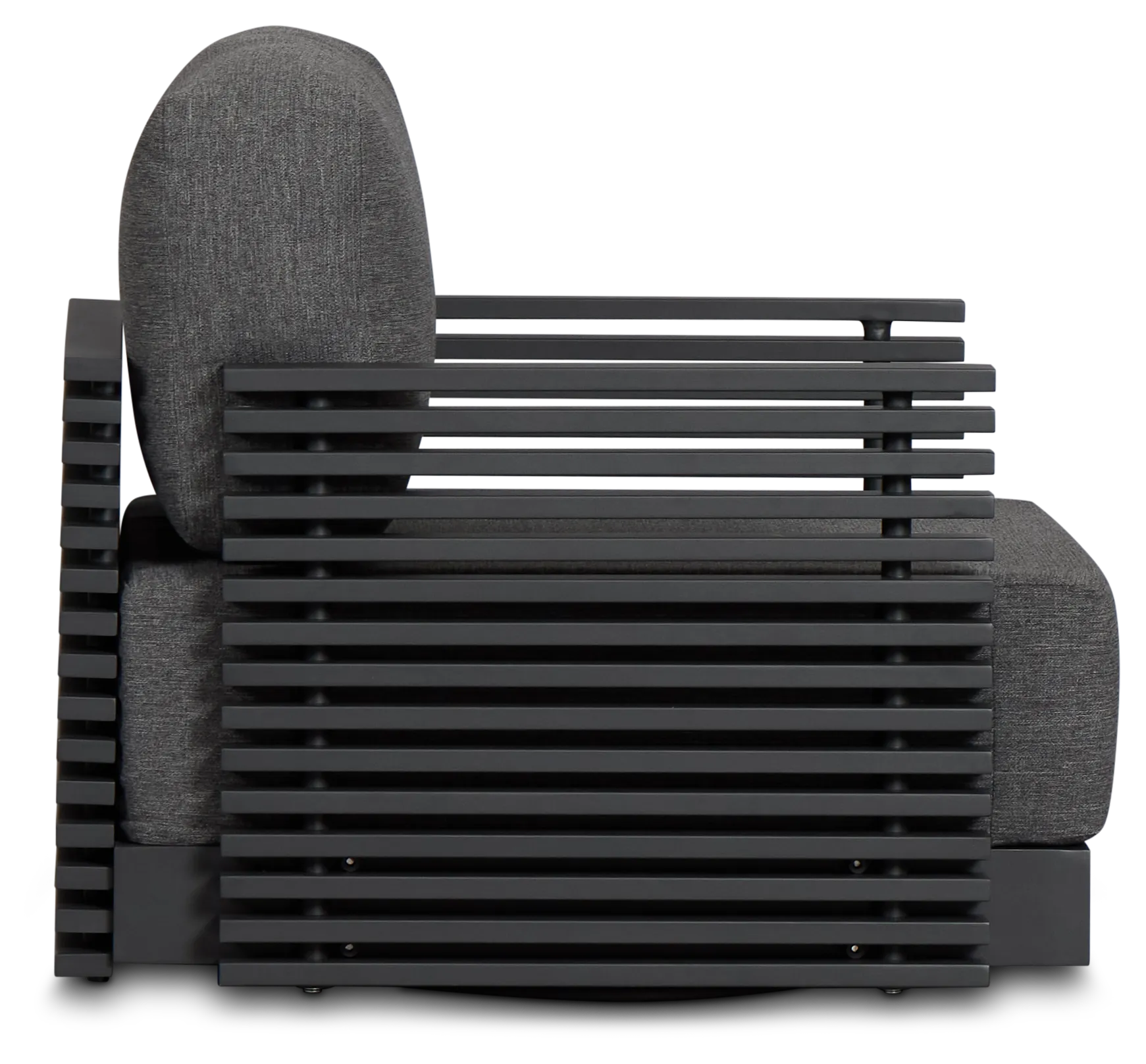 Monterey Black Aluminum Swivel Chair With Gray Cushions