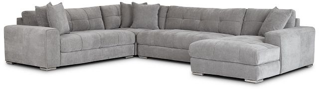 Brielle Light Gray Fabric Medium Right Chaise Sectional (1)