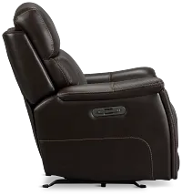 Wells Dark Brown Lthr/vinyl Power Recliner With Heat And Massage
