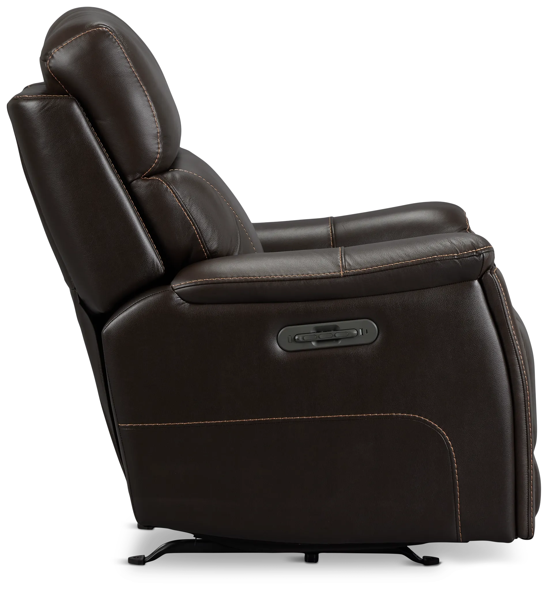 Wells Dark Brown Lthr/vinyl Power Recliner With Heat And Massage