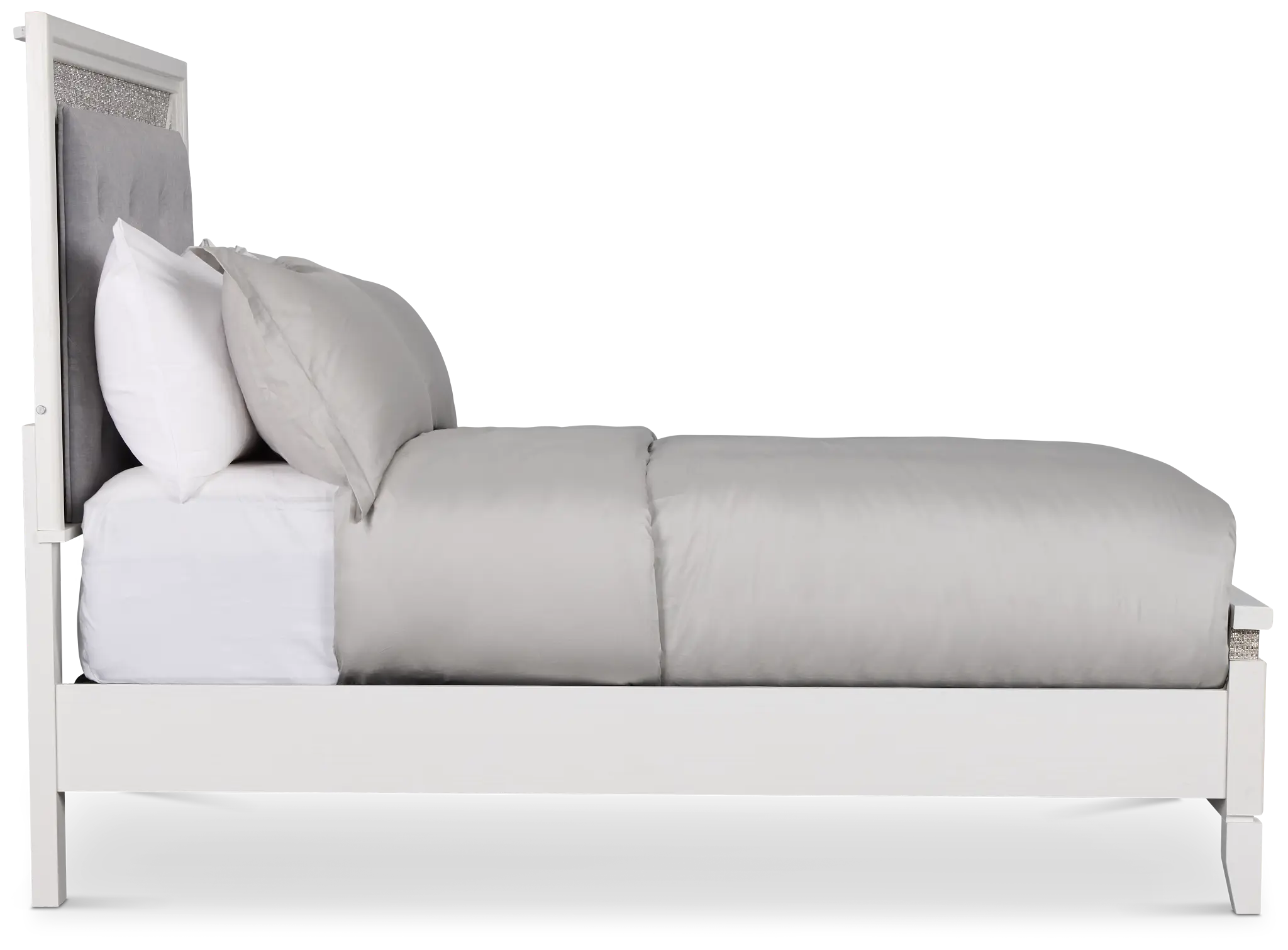 Alessandria White Uph Panel Bed With Lights Alessandria White Uph Panel Bed With Lights