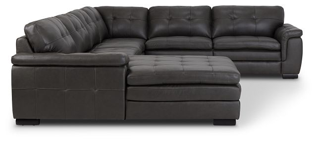 Braden Dark Gray Leather Medium Left Chaise Sectional