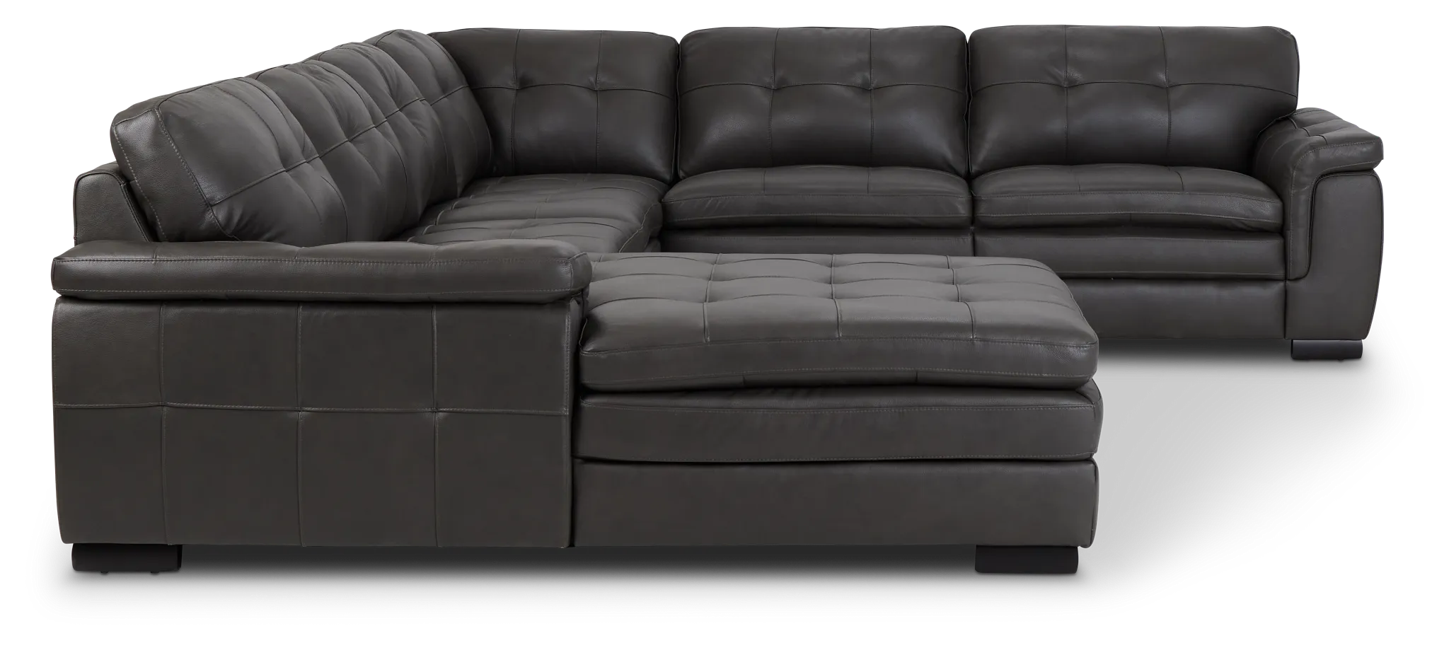 Braden Dark Gray Leather Medium Left Chaise Sectional