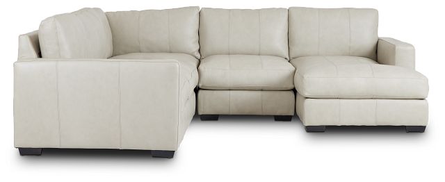 Dawkins Taupe Leather Medium Right Chaise Sectional (3)