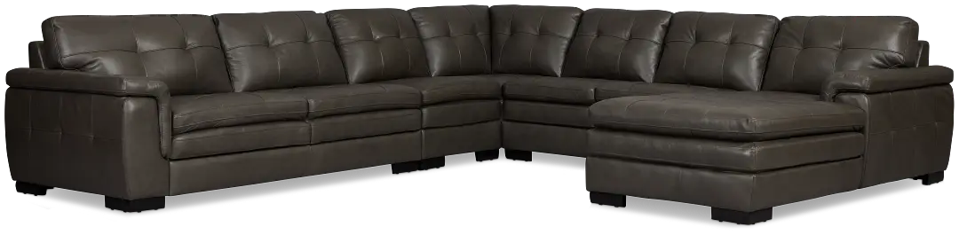 Braden Dark Gray Leather Large Right Chaise Sectional Braden Dark Gray Leather Large Right Chaise Sectional