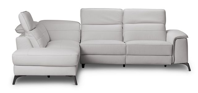 Pearson Gray Leather Left Bumper Power Reclining Sectional (6)