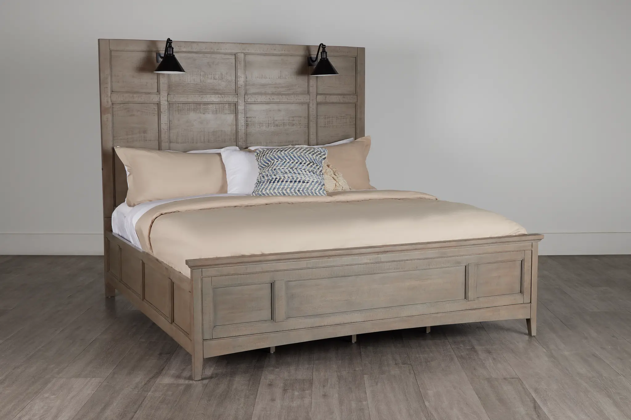 Heron Cove Light Tone Panel Bed With Lights Heron Cove Light Tone Panel Bed With Lights