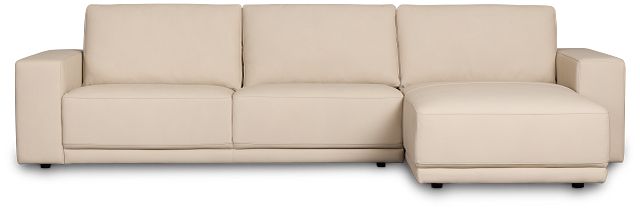 Kellan Ivory Leather Right Chaise Sectional